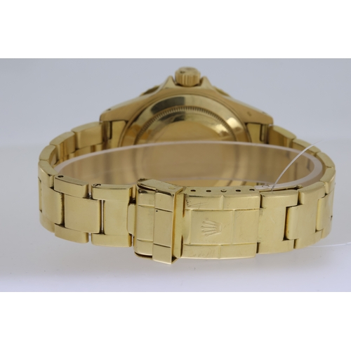 29 - 18CT ROLEX YACTHMASTER 40 REFERENCE 16628 WITH ROLEX SERVICE, circular white dial with applied hour ... 