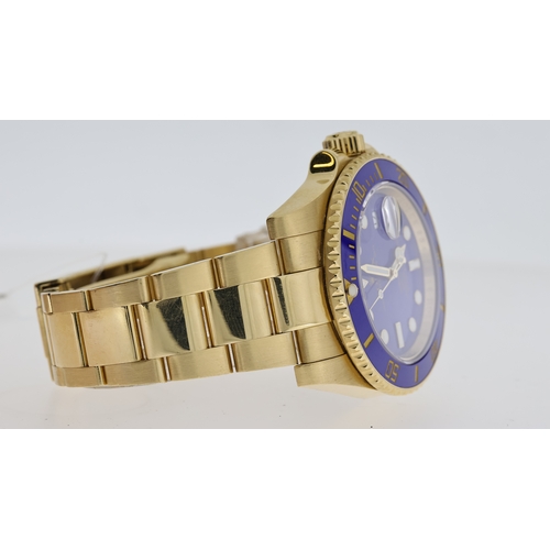 30 - 18CT ROLEX SUBMARINER DATE REFERENCE 116618, circular blue dial with applied hour markers, mercedes ... 