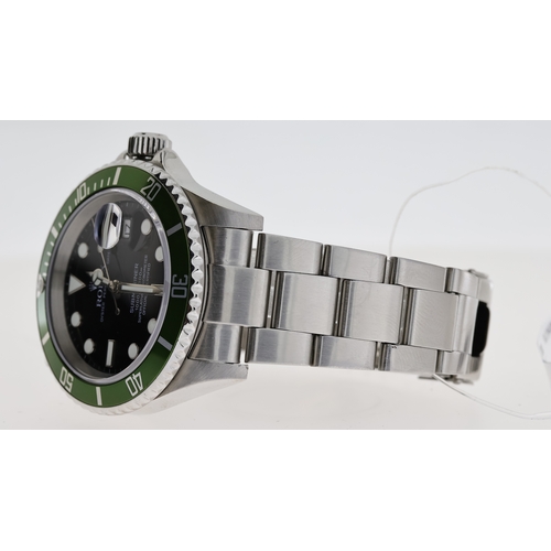 31 - ROLEX SUBMARINER 'KERMIT' REFERENCE 16610LV CIRCA 2006, circular gloss black dial with applied hour ... 