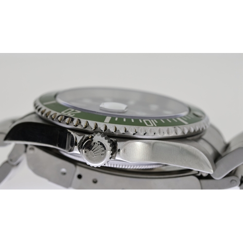 31 - ROLEX SUBMARINER 'KERMIT' REFERENCE 16610LV CIRCA 2006, circular gloss black dial with applied hour ... 