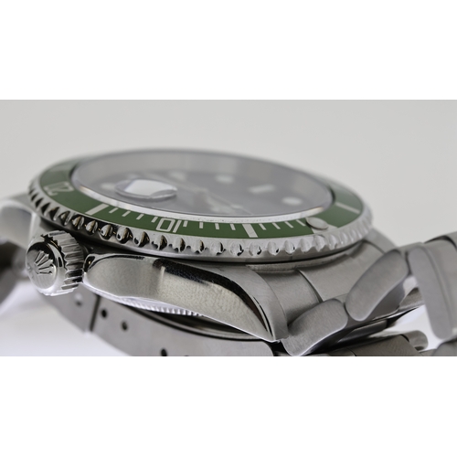 31 - ROLEX SUBMARINER 'KERMIT' REFERENCE 16610LV CIRCA 2006, circular gloss black dial with applied hour ... 