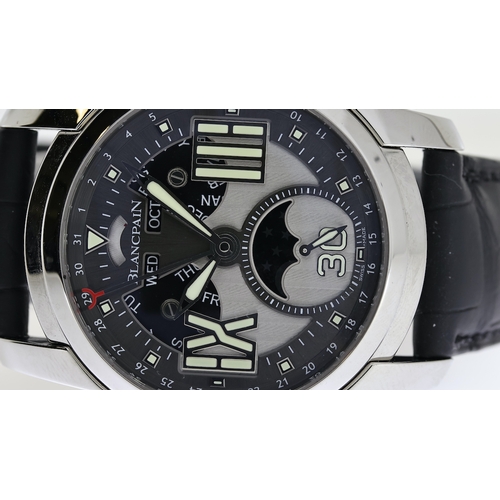 32 - BLANCPAIN L-EVOLUTION MOONPHASE 8 DAYS BOX AND PAPERS 2012 REFERENCE 8866-1134-53B, circular silver ... 