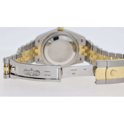 37 - ROLEX DATEJUST 36 STEEL AND GOLD REFERENCE 126233 BOX AND PAPERS 2020, circular champagne dial with ... 