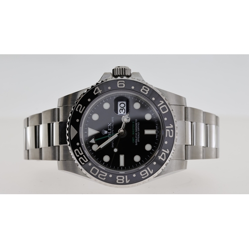 39 - ROLEX GMT MASTER II REFERENCE 116710, circular gloss black dial with applied hour markers, mercedes ... 