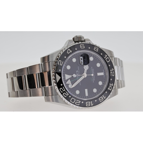39 - ROLEX GMT MASTER II REFERENCE 116710, circular gloss black dial with applied hour markers, mercedes ... 