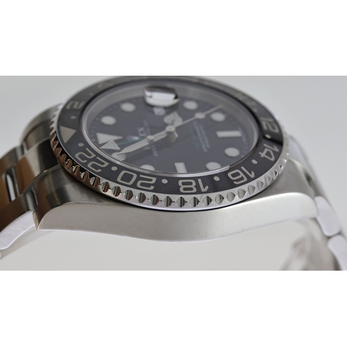 39 - ROLEX GMT MASTER II REFERENCE 116710, circular gloss black dial with applied hour markers, mercedes ... 