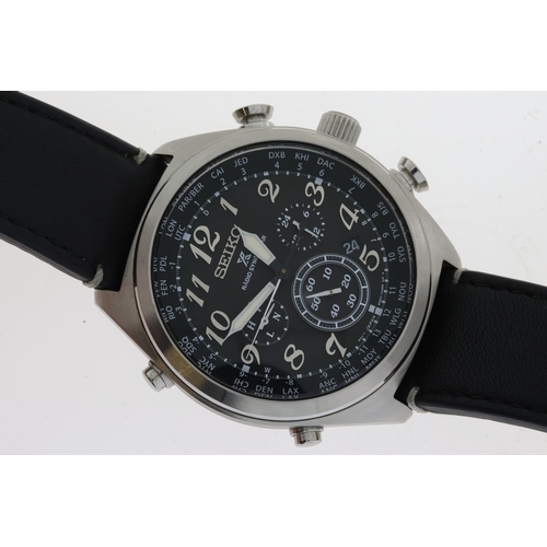 4 - SEIKO PROSPEX RADIO SYNC REFERENCE 8B92-0AV0 WITH BOX AND PAPERS, circular black dial with arabic nu... 
