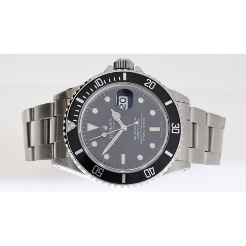 43 - ROLEX OYSTER PERPETUAL SUBMARINER REFERENCE 16800 CIRCA 186 WITH SERVICE CARD, black dial with lumin... 