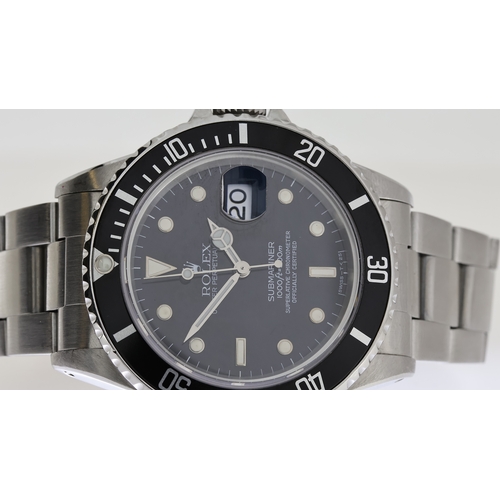 43 - ROLEX OYSTER PERPETUAL SUBMARINER REFERENCE 16800 CIRCA 186 WITH SERVICE CARD, black dial with lumin... 