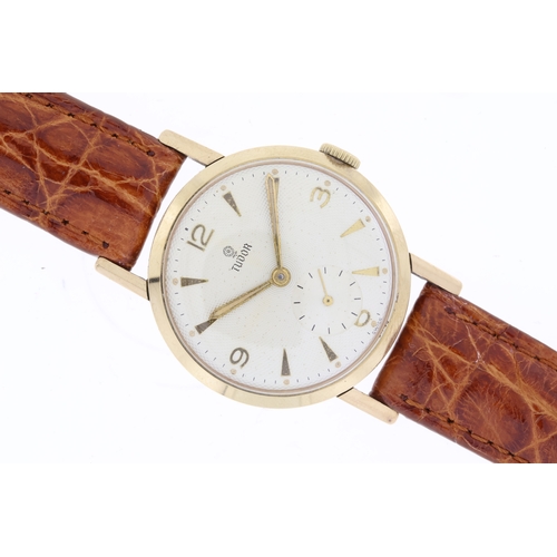 49 - 9CT VINTAGE TUDOR MECHANICAL WRISTWATCH CIRCA 1960's, circular cream guilloche dial with baton and a... 