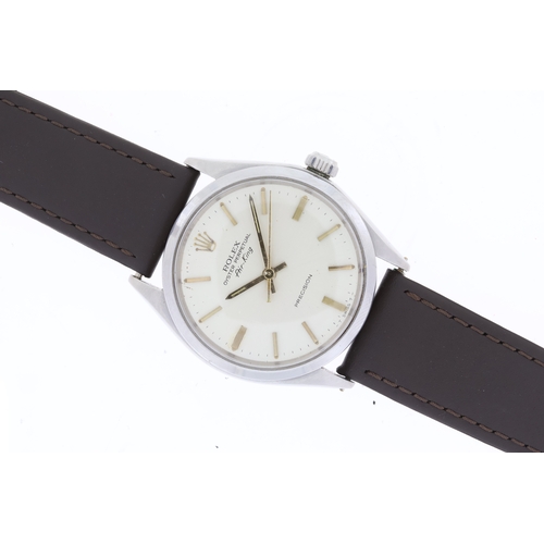 52 - ROLEX AIR KING PRECISION REFERENCE 1002 CIRCA 1972, circular sunburst silver dial with baton hour ma... 