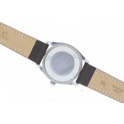52 - ROLEX AIR KING PRECISION REFERENCE 1002 CIRCA 1972, circular sunburst silver dial with baton hour ma... 