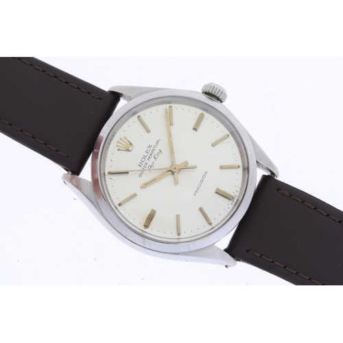 52 - ROLEX AIR KING PRECISION REFERENCE 1002 CIRCA 1972, circular sunburst silver dial with baton hour ma... 
