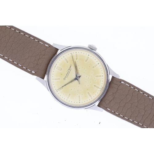 54 - VINTAGE IWC REFERENCE 309 MECHANICAL WRISTWATCH CIRCA 1950's, circular patina dial with baton hour m... 