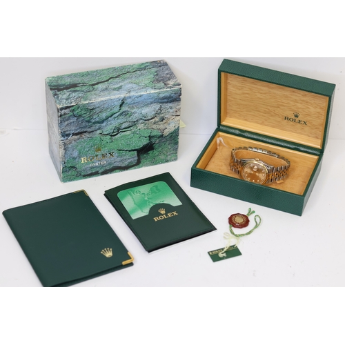 44 - ROLEX DATEJUST 36 REFERENCE 116203 WITH BOX AND PAPERS 2014, champagne diamond dot dial, polished be... 