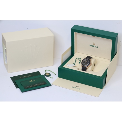 48 - 18CT ROLEX YACHT-MASTER 37 REFERENCE 268655 WITH BOX AND PAPERS 2023, black dial with luminous dot h... 