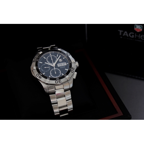 8 - TAG HEUER AQUARACER CHRONOGRAPH REFERENCE CAF2010 BOX AND PAPERS 2011, circular black dial with bato... 
