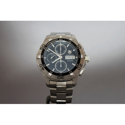 8 - TAG HEUER AQUARACER CHRONOGRAPH REFERENCE CAF2010 BOX AND PAPERS 2011, circular black dial with bato... 