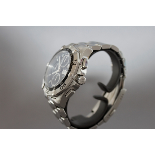 8 - TAG HEUER AQUARACER CHRONOGRAPH REFERENCE CAF2010 BOX AND PAPERS 2011, circular black dial with bato... 