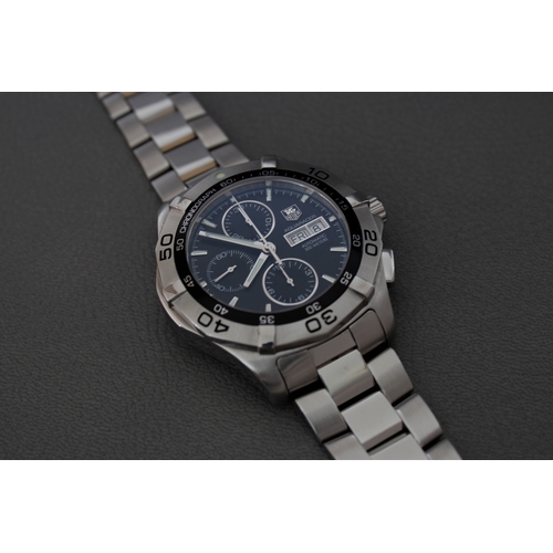 8 - TAG HEUER AQUARACER CHRONOGRAPH REFERENCE CAF2010 BOX AND PAPERS 2011, circular black dial with bato... 