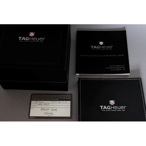 8 - TAG HEUER AQUARACER CHRONOGRAPH REFERENCE CAF2010 BOX AND PAPERS 2011, circular black dial with bato... 