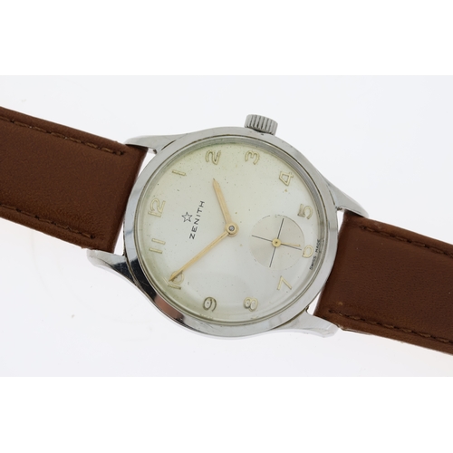 1 - *TO BE SOLD WITHOUT RESERVE*  VINTAGE ZENITH MECHANICAL WRISTWATCH CIRCA 1950's, circular silver dia... 