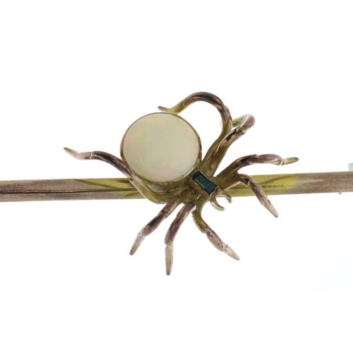 1011 - Opal set Spider Brooch, 9ct, large size, Circa early 20th Century