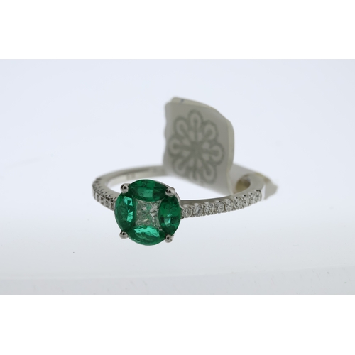 1017 - 18ct Emerald and Diamond Ring