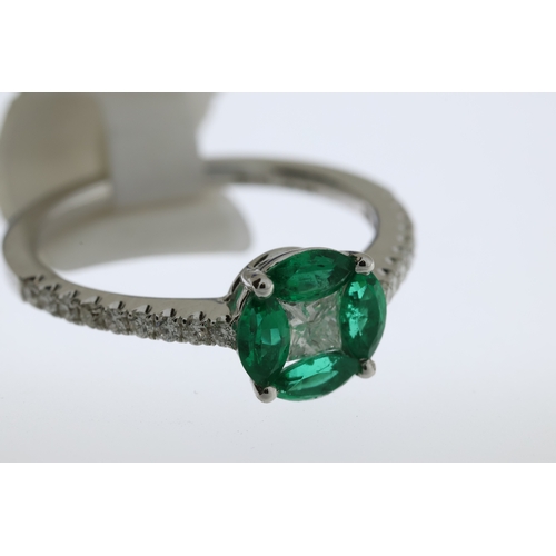 1017 - 18ct Emerald and Diamond Ring