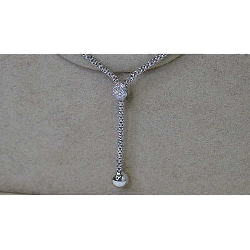 1026 - Fope 18ct white gold Flexâ€™s Solo Lariat Necklace, Diamond set, estimated total diamond weight 0.41... 