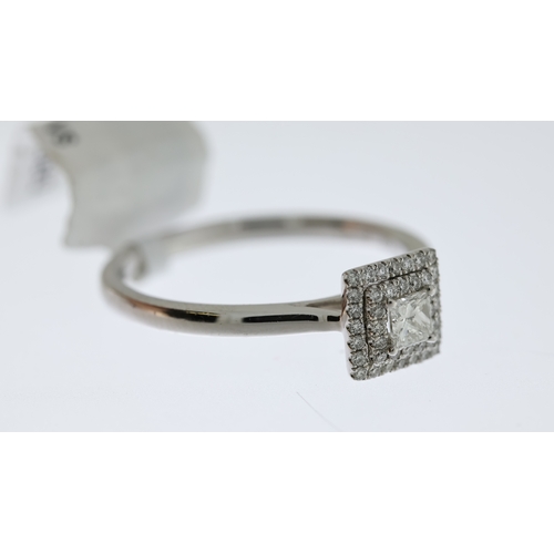 1030 - Platinum Prices Cut Diamond Cluster Ring, 2 row halo cluster, approx 41 diamonds, estimated total di... 