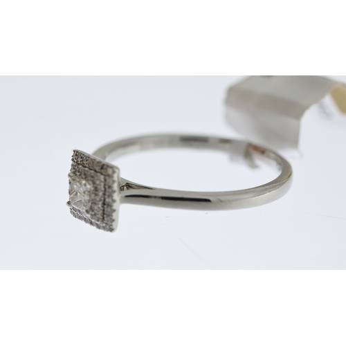 1030 - Platinum Prices Cut Diamond Cluster Ring, 2 row halo cluster, approx 41 diamonds, estimated total di... 