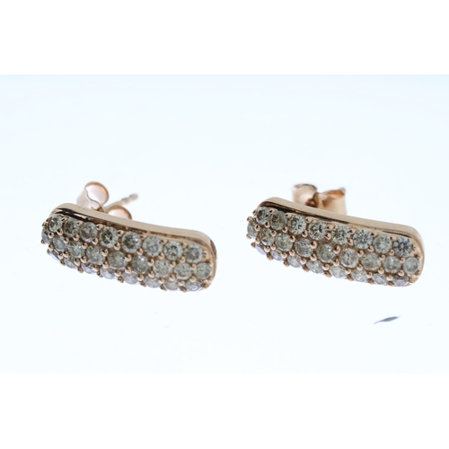 1037 - Diamond 1/2 hoops, bombe set diamond earrings in rose gold, 9ct