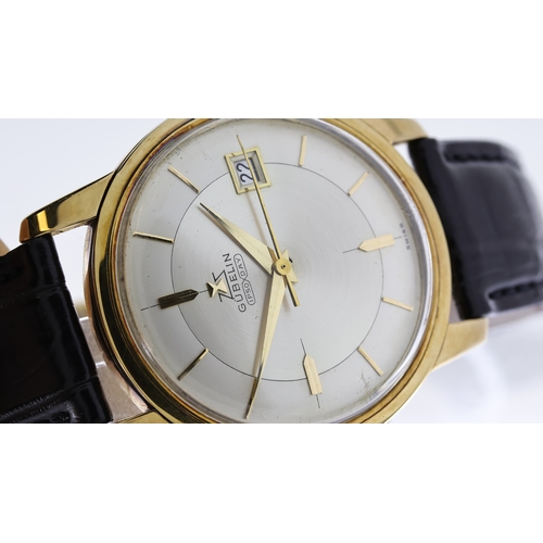 261 - VINTAGE 14CT GUBELIN IPSO DAY AUTOMATIC CIRCA 1960's, circular silver dial with baton hour markers, ... 