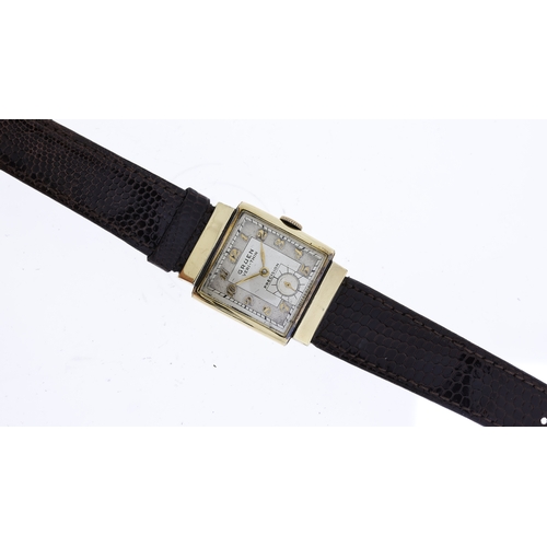 263 - VINTAGE WITTANUER 10K GOLD FILLED MECHANICAL WRISTWATCH, rectangular silver dial with arabic numeral... 