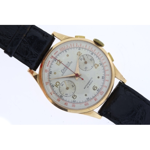 271 - 18CT VINTAGE EXACTUS CHRONOGRAPH, circular silver dial with arabic numeral hour markers, chronograph... 