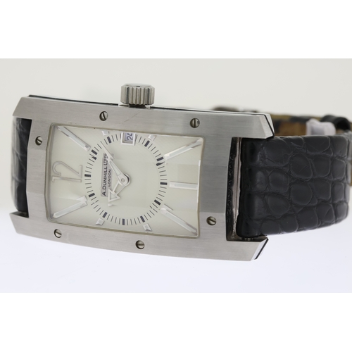 295 - A.DUNHILL CITYTAMER LIMITED EDITON AUTOMATIC BOX AND PAPERS, rectangular silver dial with applied ho... 