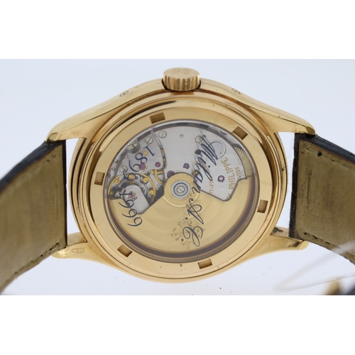 30 - 18CT PATEK PHILIPPE ANNUAL CALENDAR REFERENCE 5035R A.C MILAN 100TH ANNIVERSARY 1998, circular sunbu... 