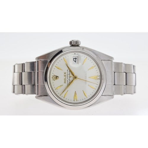 309 - VINTAGE ROLEX AIR KING DATE REFERENCE 5700 CIRCA 1977, circular silver dial with dagger hour markers... 