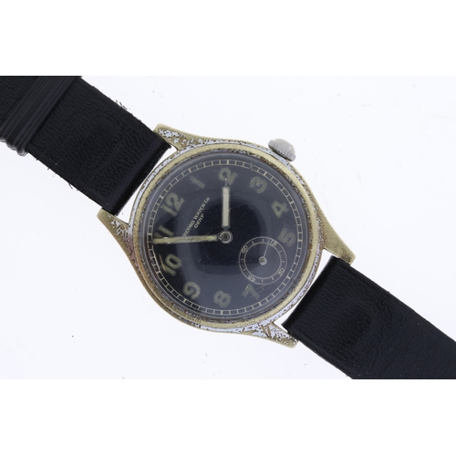 317 - VINTAGE RECORD WATCH CO GERMAN MILITARY WRISTWATCH CIRCA 1940, circular black dial with arabic numer... 