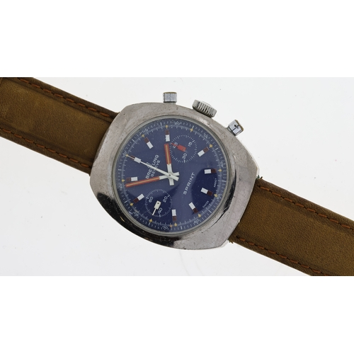 321 - VINTAGE BREITLING SPRINT CHRONOGRAPH REFERENCE 2051 CIRCA 1970's, circular blue dial with baton hour... 