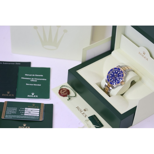 33 - ROLEX SUBMARINER DATE 'BLUESY' REFERENCE 116613LB BOX AND PAPERS 2011 *RECENTLY SERVICED*, circular ... 