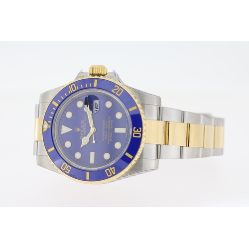 33 - ROLEX SUBMARINER DATE 'BLUESY' REFERENCE 116613LB BOX AND PAPERS 2011 *RECENTLY SERVICED*, circular ... 