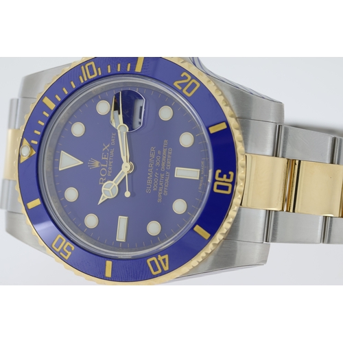 33 - ROLEX SUBMARINER DATE 'BLUESY' REFERENCE 116613LB BOX AND PAPERS 2011 *RECENTLY SERVICED*, circular ... 