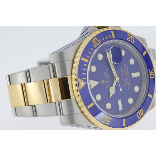 33 - ROLEX SUBMARINER DATE 'BLUESY' REFERENCE 116613LB BOX AND PAPERS 2011 *RECENTLY SERVICED*, circular ... 