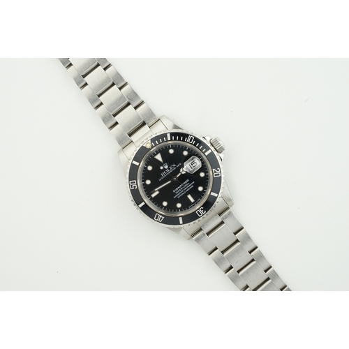 46 - ROLEX OYSTER PERPETUAL SUBAMRINER DATE REF. 16610 CIRCA 1993 W/ GUARANTEE, circular black dial with ... 