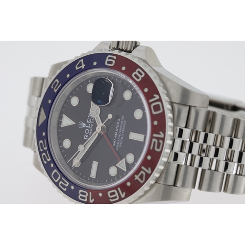 50 - ROLEX GMT MASTER II 'PEPSI' REFERENCE 126710BLRO WITH PAPERS 2020, circular black dial with applied ... 