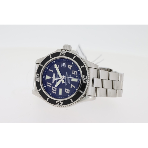 56 - BREITLING SUPEROCEAN AUTOMATIC REFERENCE A17364 WITH BOX, circular black dial with arabic numeral ho... 