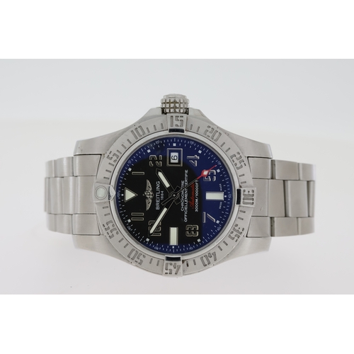 57 - BREITLING AVENGER II SEAWOLF REFERENCE A17331 BOX AND PAPERS 2015, circular black dial with arabic n... 