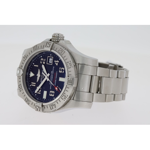 57 - BREITLING AVENGER II SEAWOLF REFERENCE A17331 BOX AND PAPERS 2015, circular black dial with arabic n... 